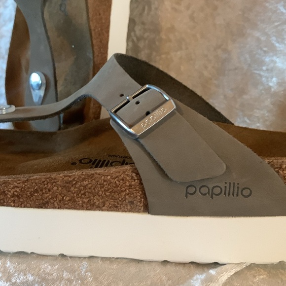 Birkenstock Papillio Gizeh Platform Sandal Green Nubuck Womens size 10 EU 41 - Picture 4 of 8